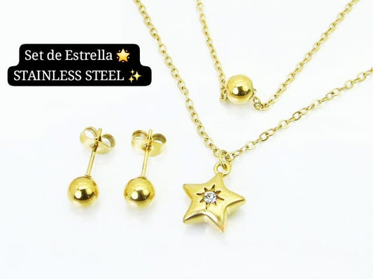 Set 2 cadena en 1 de Estrella 🌟( Dorado)