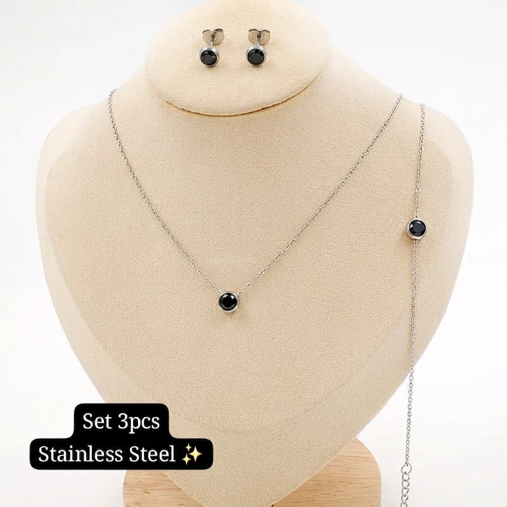 Set 3 pcs brillo negro (plata)