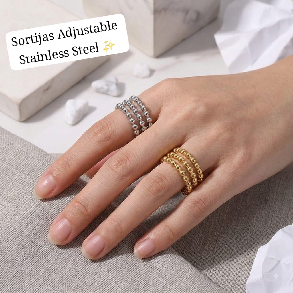 Sortijas Adjustable (estilo 3 líneas de puntos)