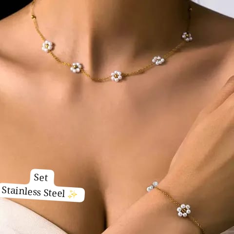 Set de 2 pcs Flor en Perla 🤍✨️