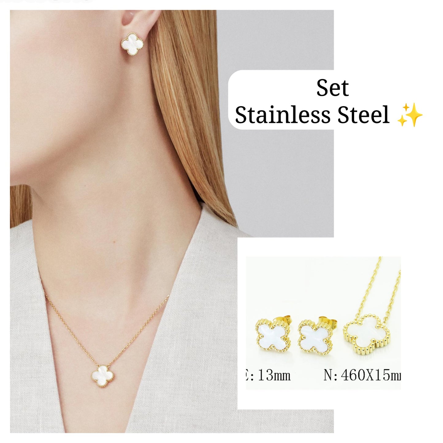 Set Flor Oro Blanco✨️