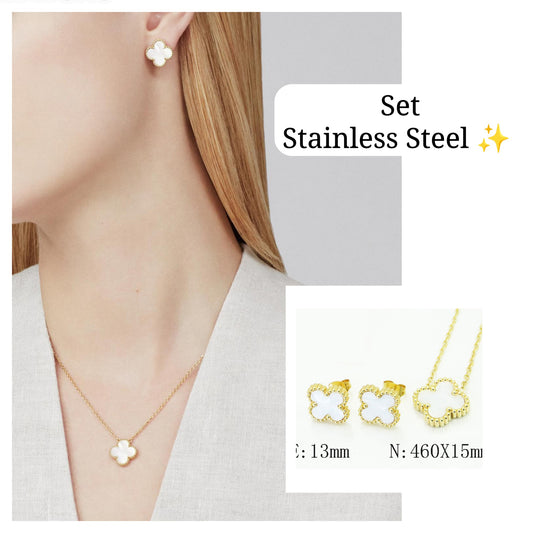 Set Flor Oro Blanco✨️