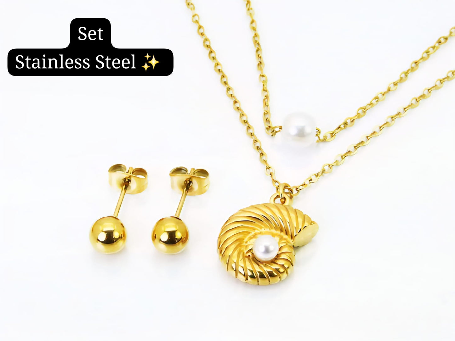 Set 2 cadena en 1 caracol 🐌 (Dorado)