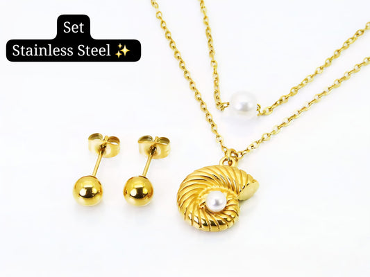 Set 2 cadena en 1 caracol 🐌 (Dorado)