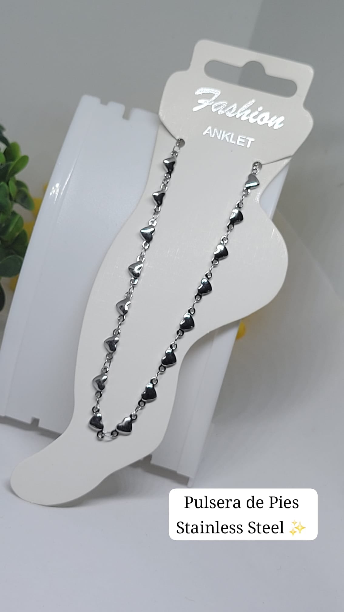 Pulsera de Pies corazon (plata ) ✨️