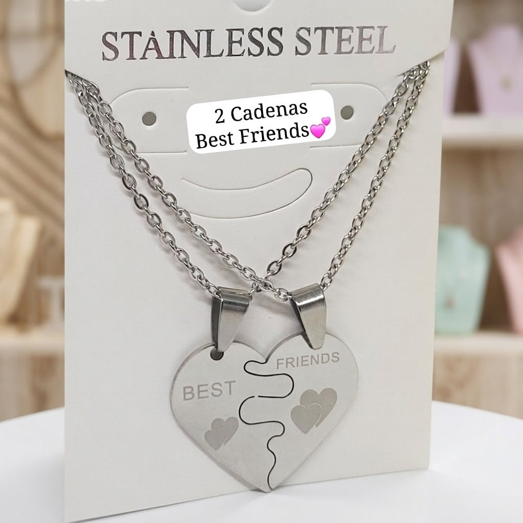 Set 2 Cadenas Best Friends (corazón) 💕