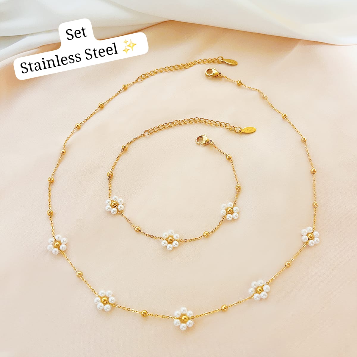 Set de 2 pcs Flor en Perla 🤍✨️