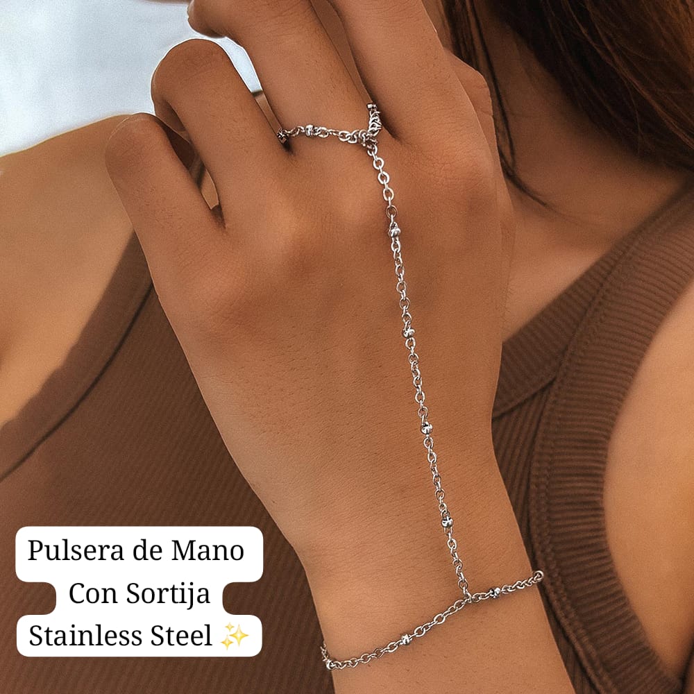 Pulsera y sortija 2 en 1 (plateada) ✨️
