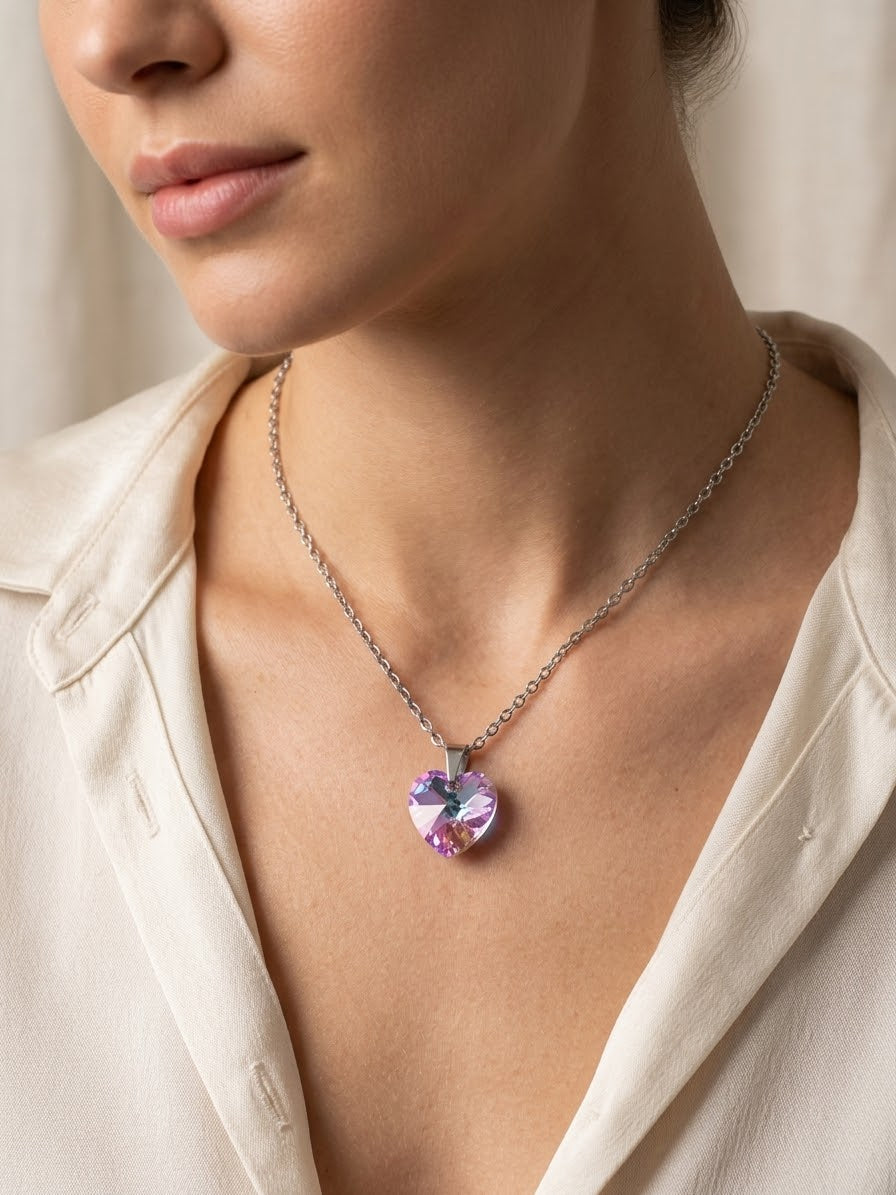 Cadena Corazón (rosa/violeta/azul) 💜