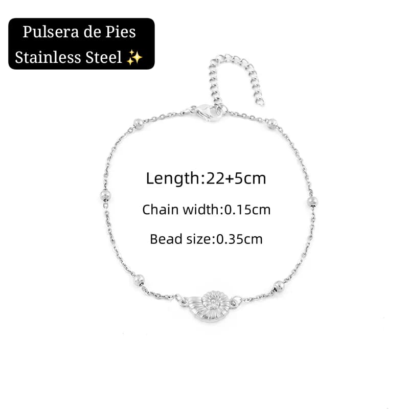 Pulseras de Pies (Tobilleras) Diseño de Verano ⛱️ (Plata)