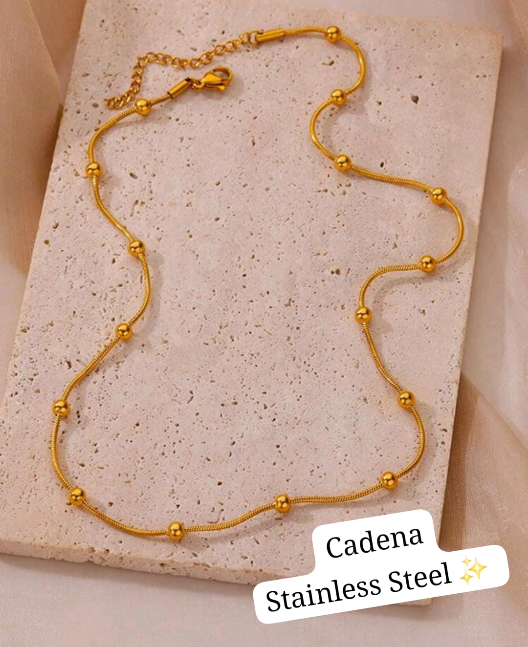 Set cadena+pulsera (estilo "bolita") Dorado✨️