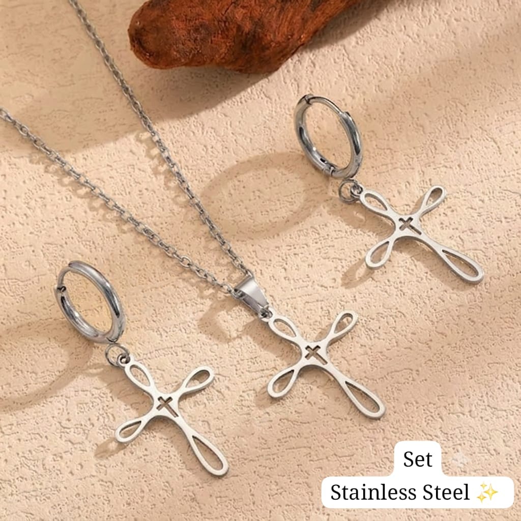 Set cruz plata (pantalla y cadena) ✨️