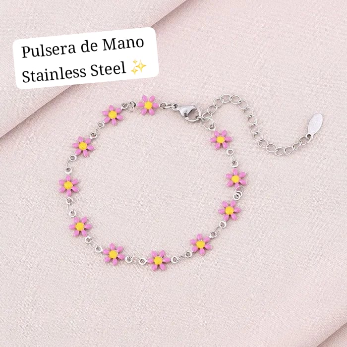 Pulsera de Mano Flor/ Girasol 🌻 (plata,rosa)