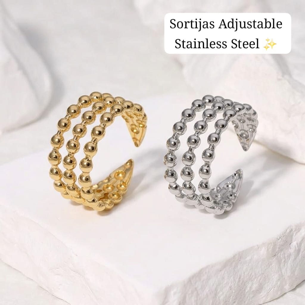 Sortijas Adjustable (estilo 3 líneas de puntos)