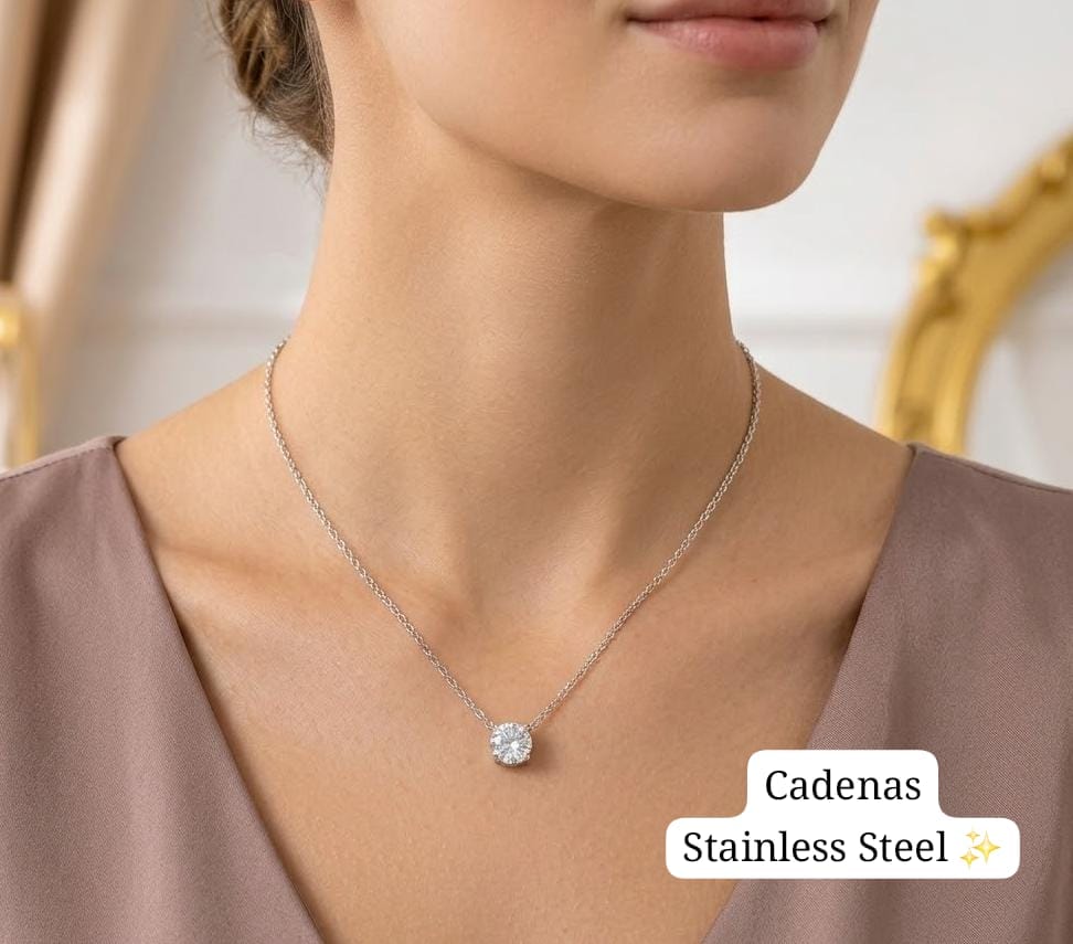 Cadena sencilla con diamante (Plata)🤍
