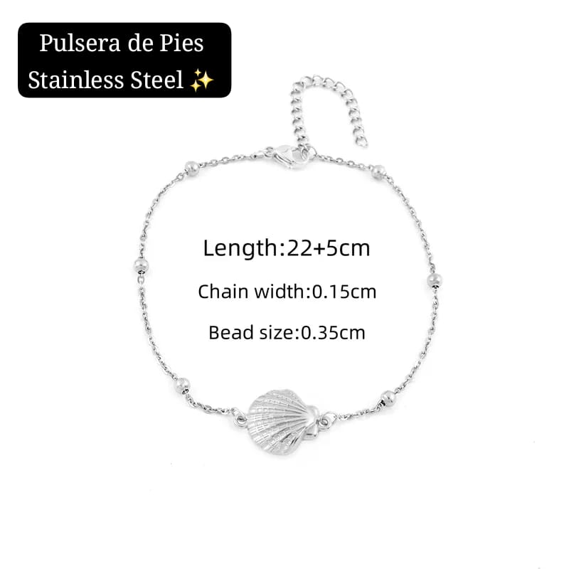 Pulseras de Pies (Tobilleras) Diseño de Verano ⛱️ (Plata)