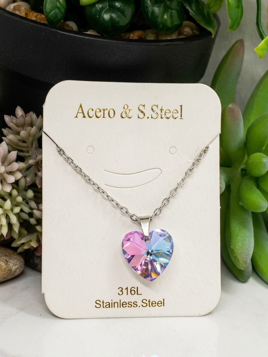 Cadena Corazón (rosa/violeta/azul) 💜