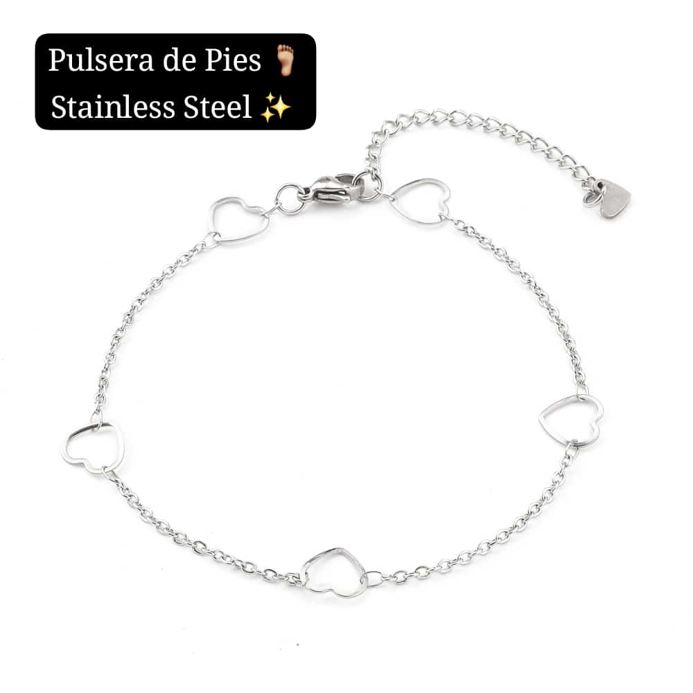 Pulsera de Pies Corazon separados (Plata)✨️
