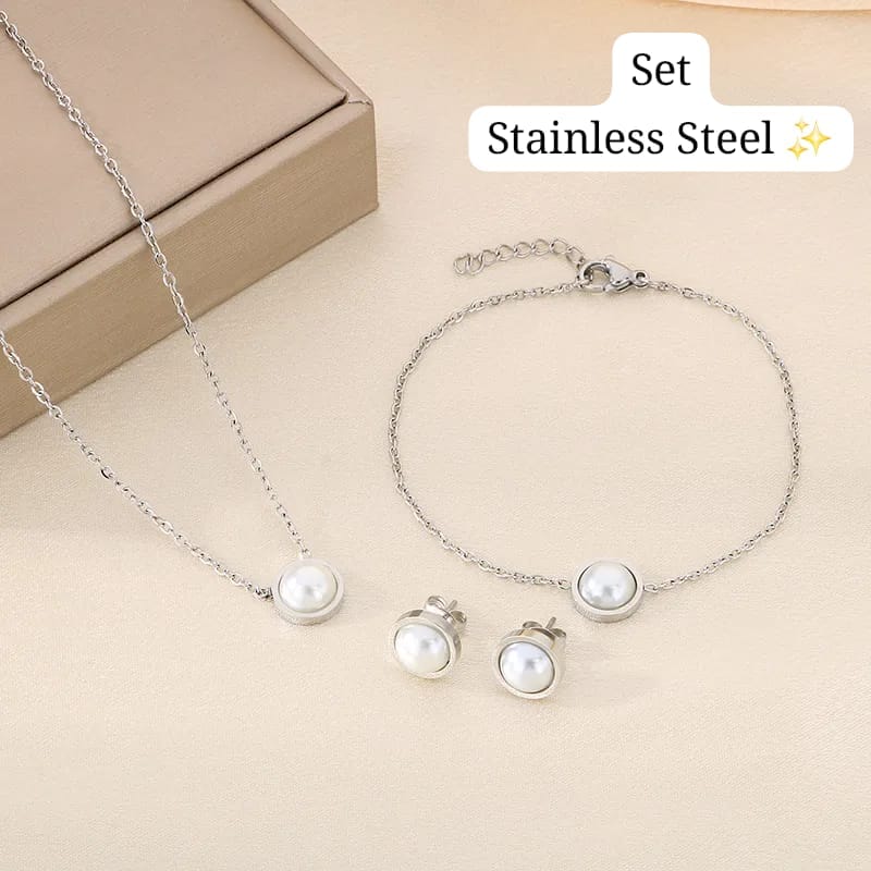 Set 3 pcs perla (Plata)✨️