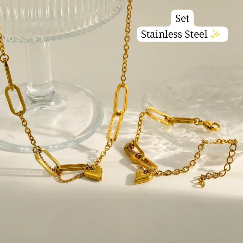 Set 2pcs dorado corazon ✨️
