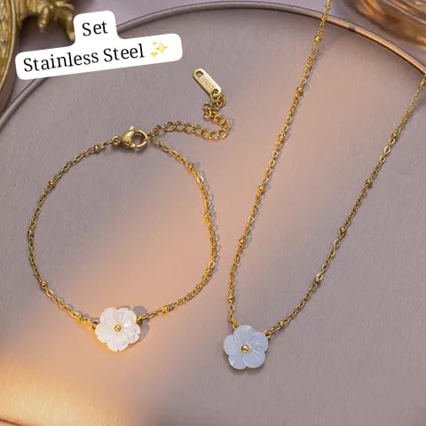 Set flor blanca perla dorado🤍✨️