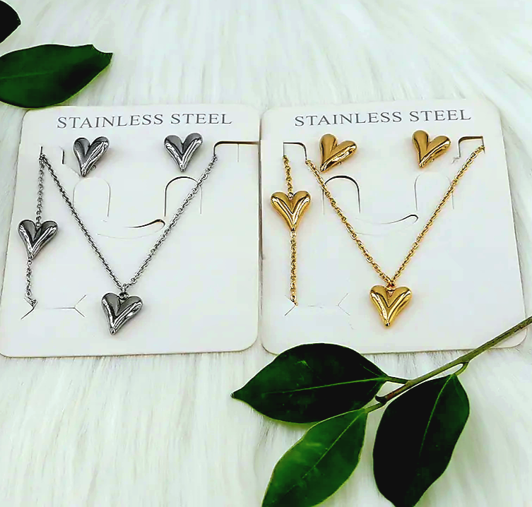 Set 3 pcs Corazón largo ❤️(plata)