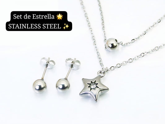 Set 2 cadena en 1 de Estrella 🌟 ( Plateado)