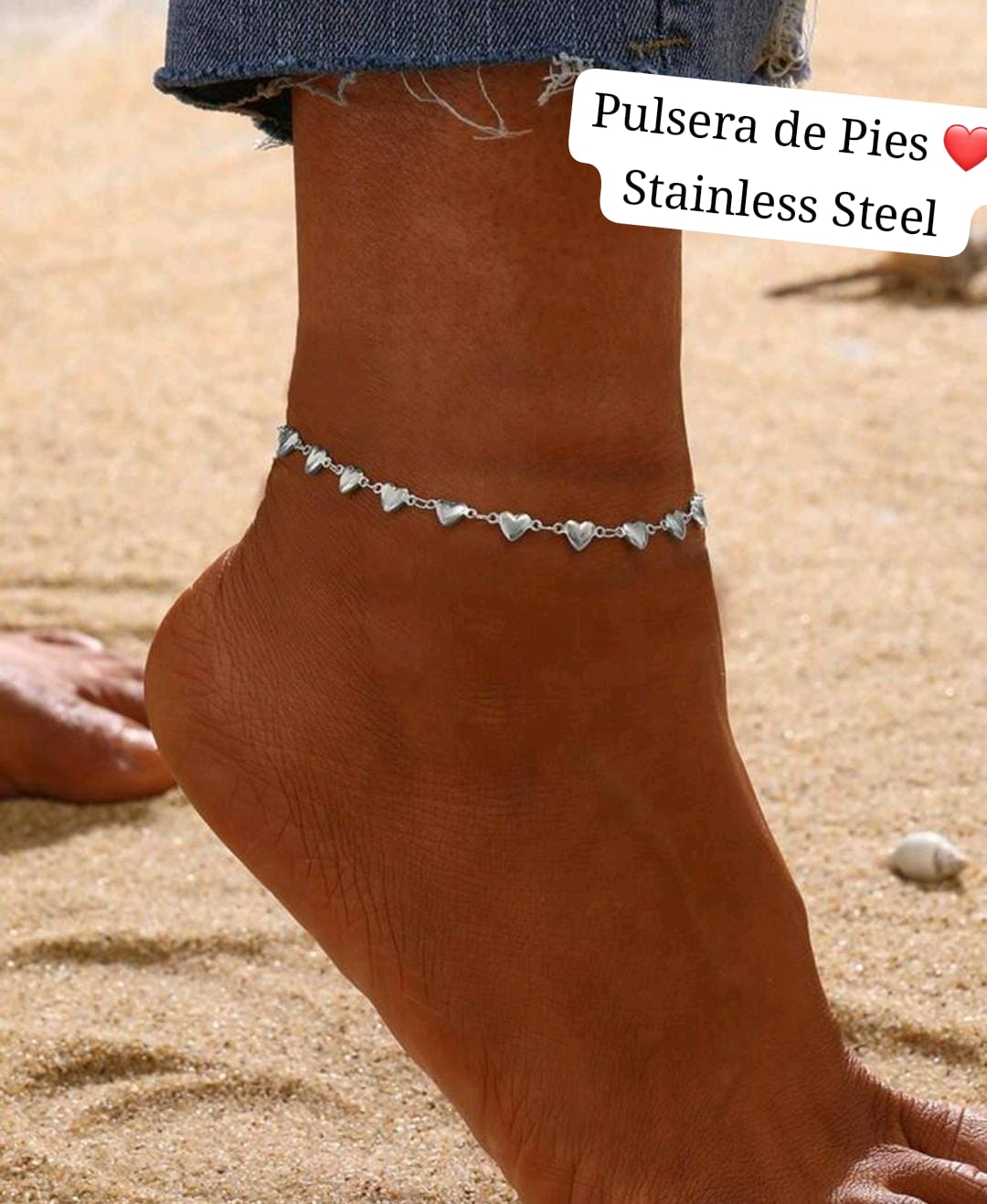 Pulsera de Pies corazon (plata ) ✨️