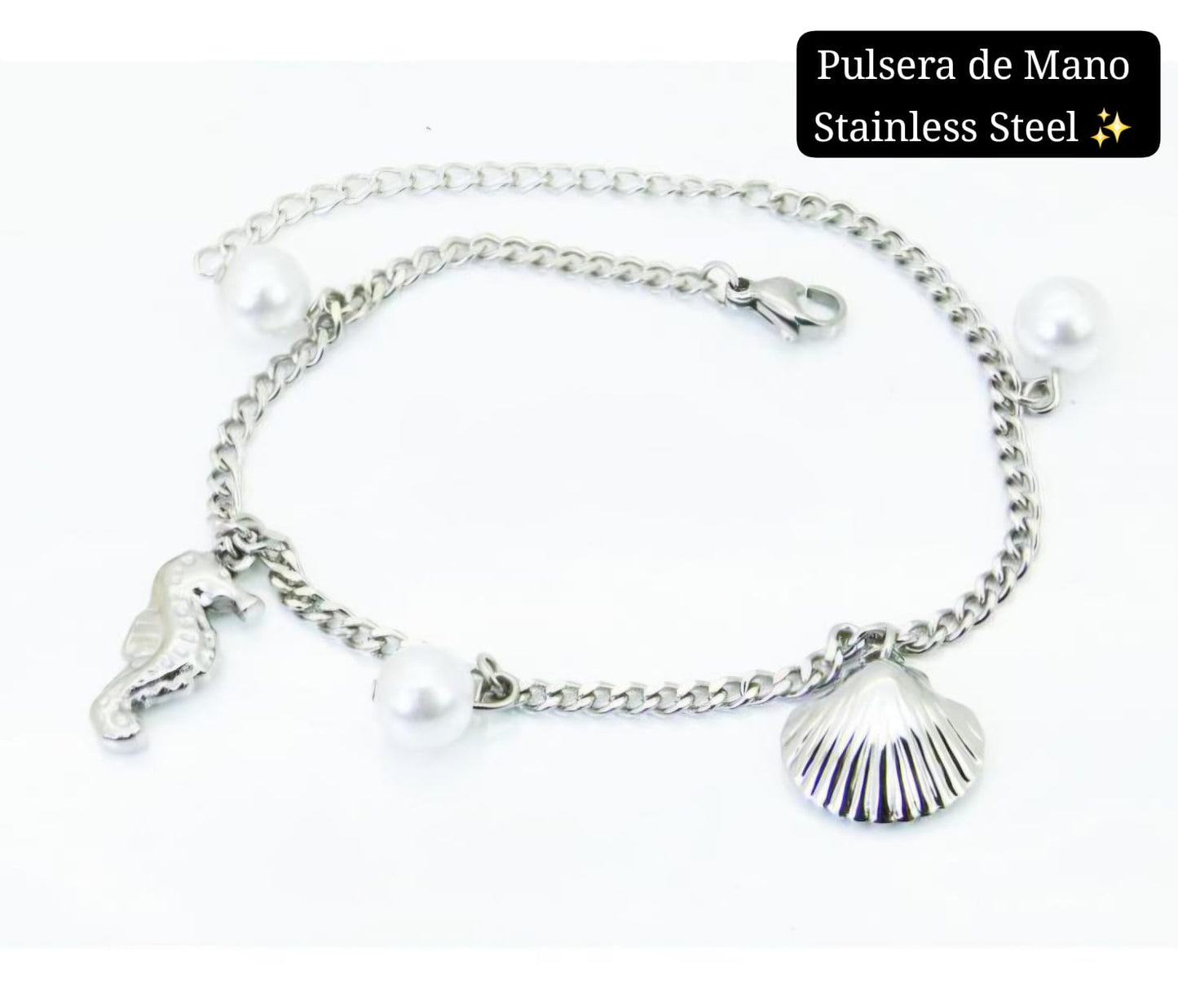 Pulsera de Mano Estilo Verano perla (plata) ⛱️