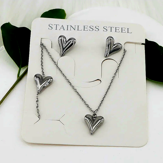 Set 3 pcs Corazón largo ❤️(plata)