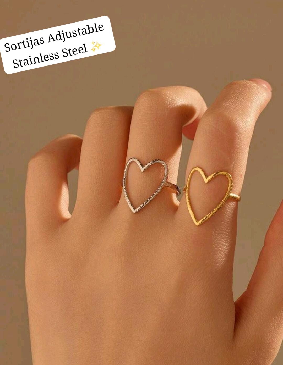 Sortija Adjustable (estilo corazon hueco finito)