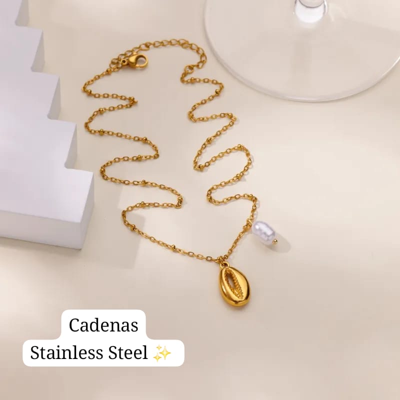 Cadenas Diseño Verano⛱️🐌🐢 (perla /dorado)
