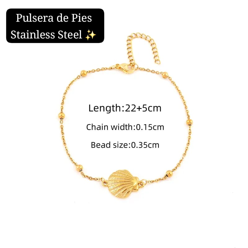 Pulseras de Pies (Tobilleras) Diseño de Verano ⛱️ (Dorado)