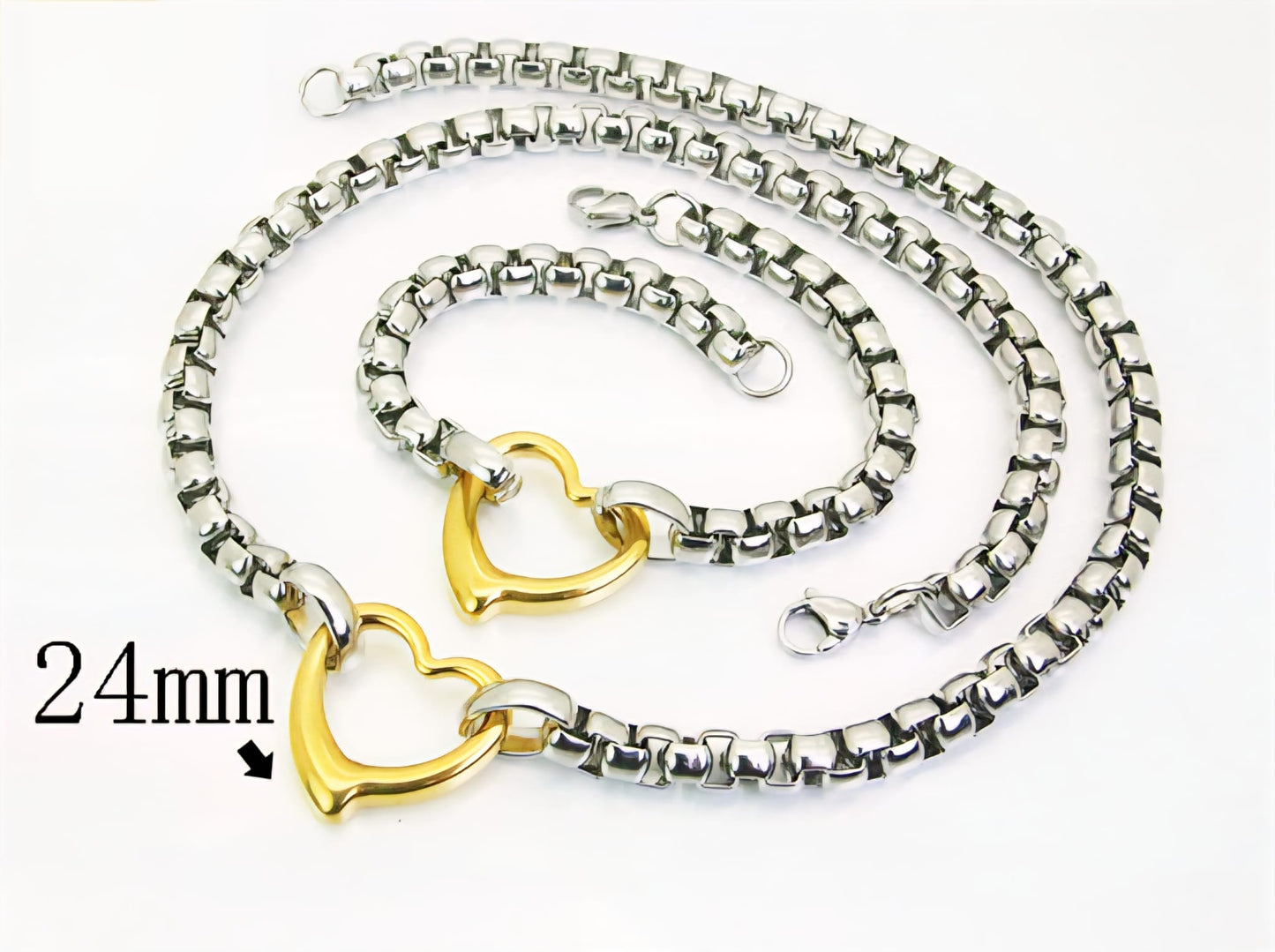 Set estilo cadena corazon 2 pcs (2 tonos) Dorado y plata ♥️✨️