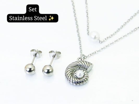 Set 2 cadena en 1 caracol 🐌 (Plata)
