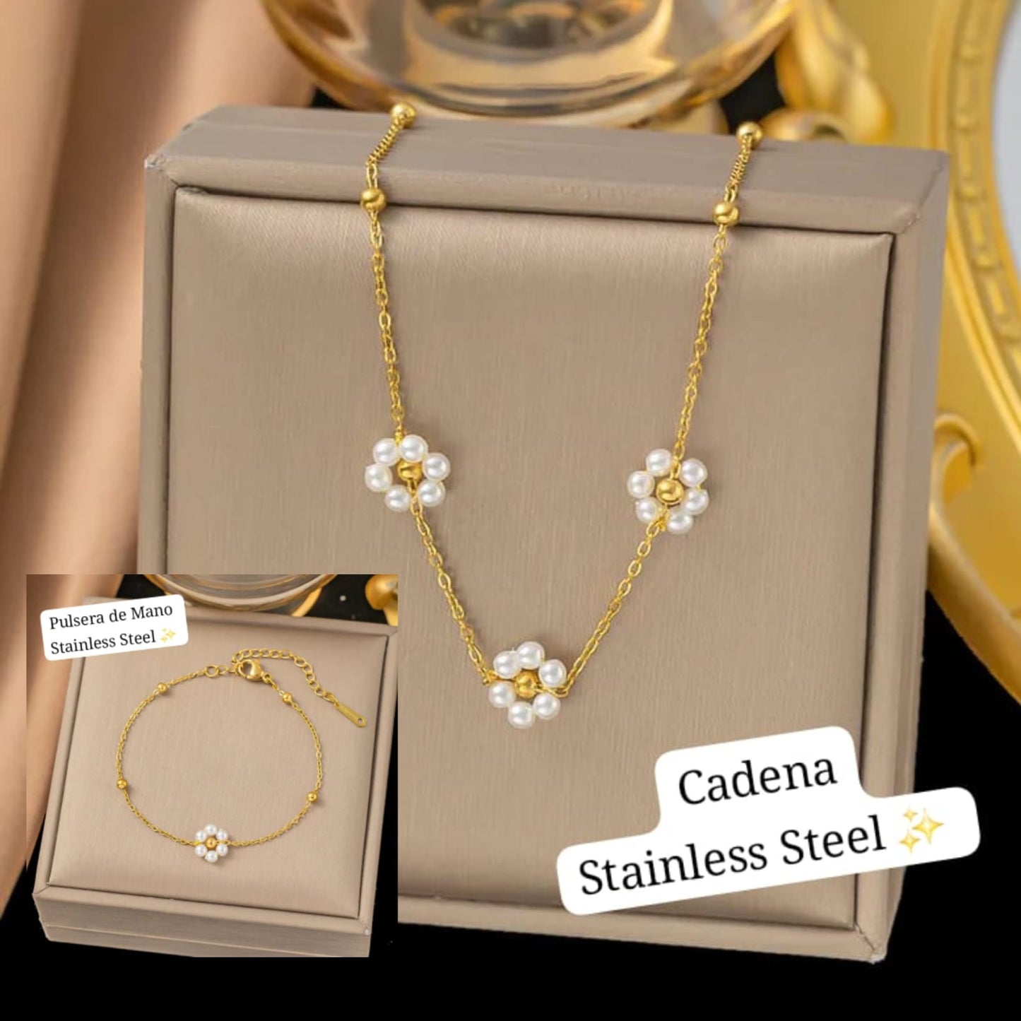 Set de 2 pcs perla Flor 🤍✨️
